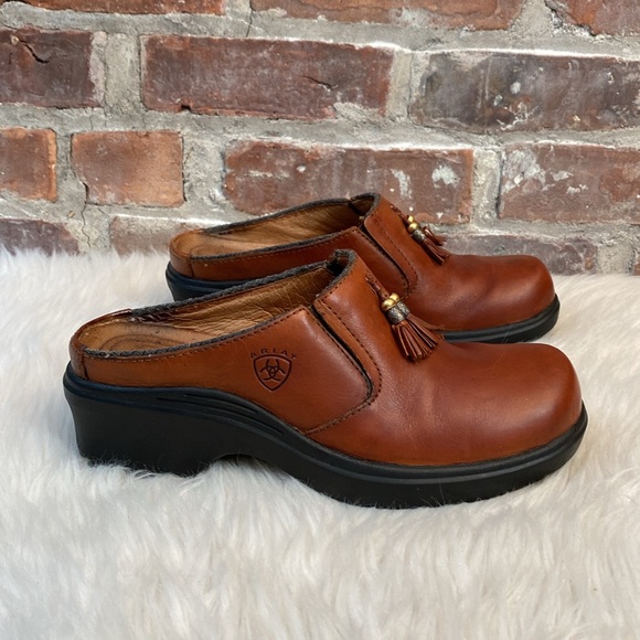 Ariat Shoes - Ariat Brown Leather Slip-On Style Tassel Clogs,  Size 8B